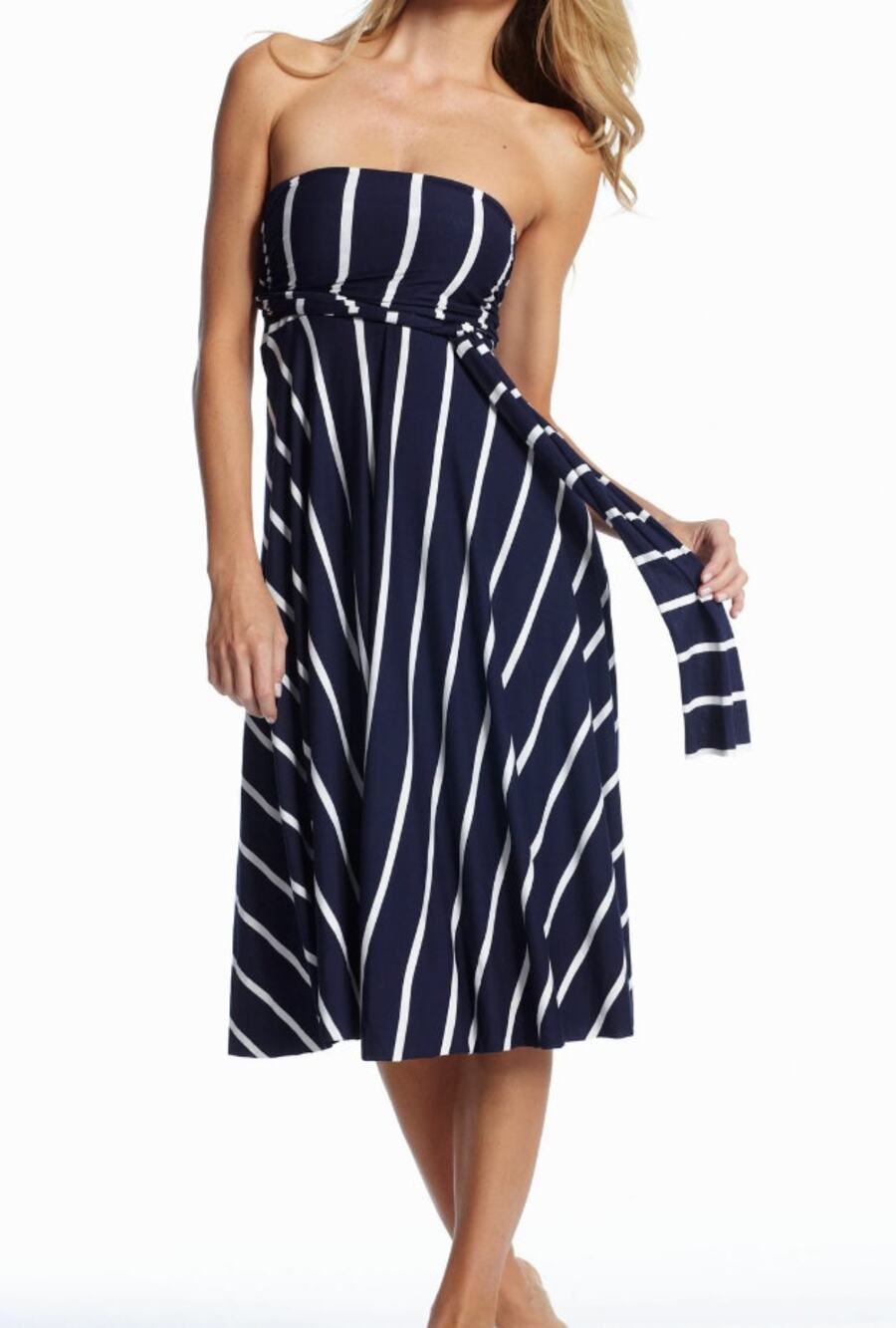 Elan Navy Stripe Convertible Dress/ Skirt- Multi Way NWT Small